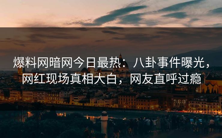 爆料网暗网今日最热：八卦事件曝光，网红现场真相大白，网友直呼过瘾