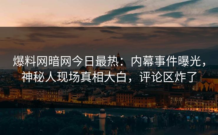 爆料网暗网今日最热：内幕事件曝光，神秘人现场真相大白，评论区炸了