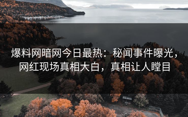 爆料网暗网今日最热：秘闻事件曝光，网红现场真相大白，真相让人瞠目