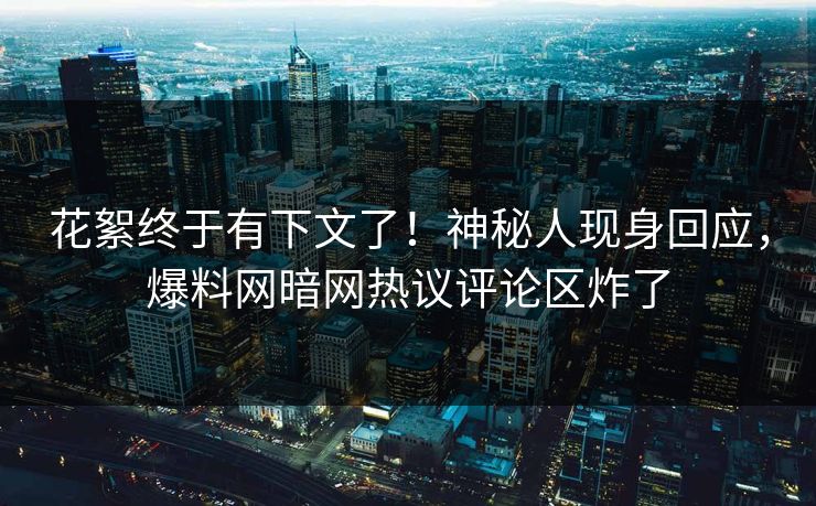 花絮终于有下文了！神秘人现身回应，爆料网暗网热议评论区炸了