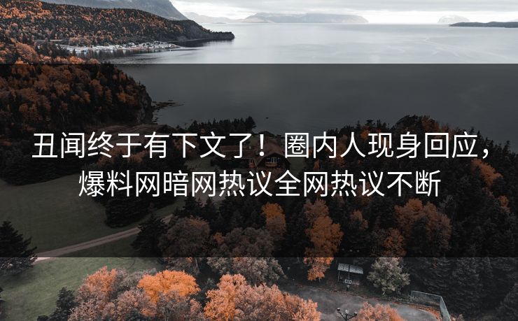 丑闻终于有下文了！圈内人现身回应，爆料网暗网热议全网热议不断