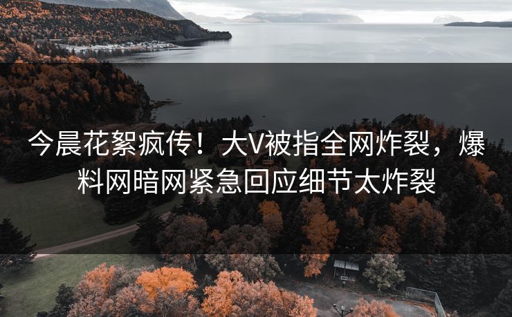 今晨花絮疯传！大V被指全网炸裂，爆料网暗网紧急回应细节太炸裂