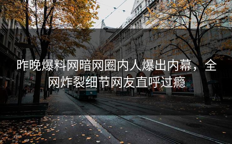 昨晚爆料网暗网圈内人爆出内幕，全网炸裂细节网友直呼过瘾