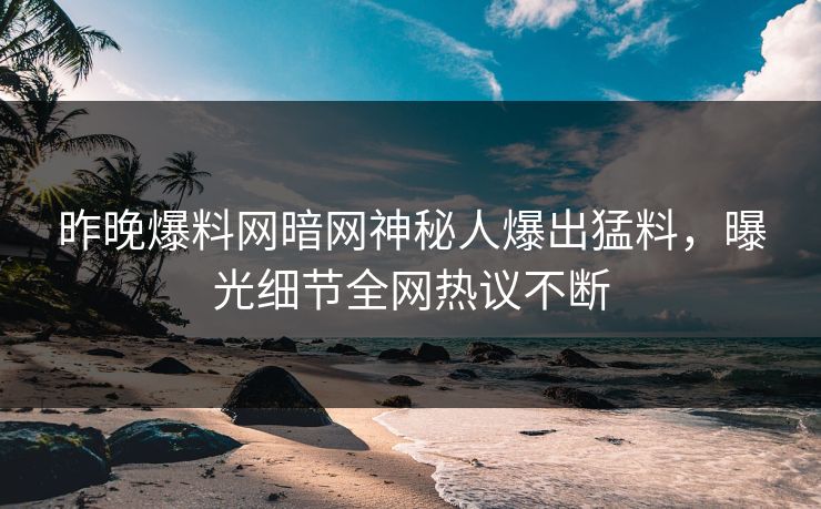 昨晚爆料网暗网神秘人爆出猛料，曝光细节全网热议不断
