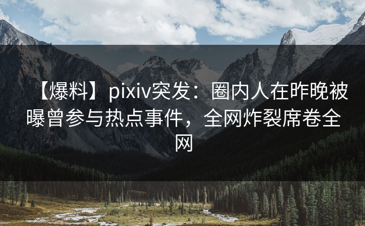 【爆料】pixiv突发：圈内人在昨晚被曝曾参与热点事件，全网炸裂席卷全网