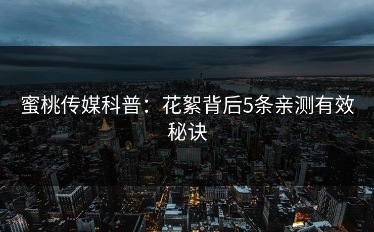 蜜桃传媒科普：花絮背后5条亲测有效秘诀